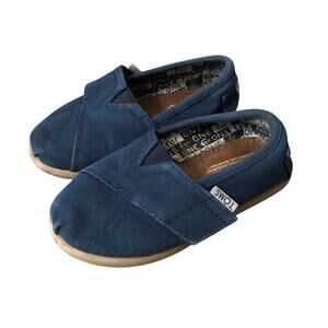 TOMS Toddler Boys Girls Size 7.5 T Navy Blue Canvas Low Top Flats Shoes